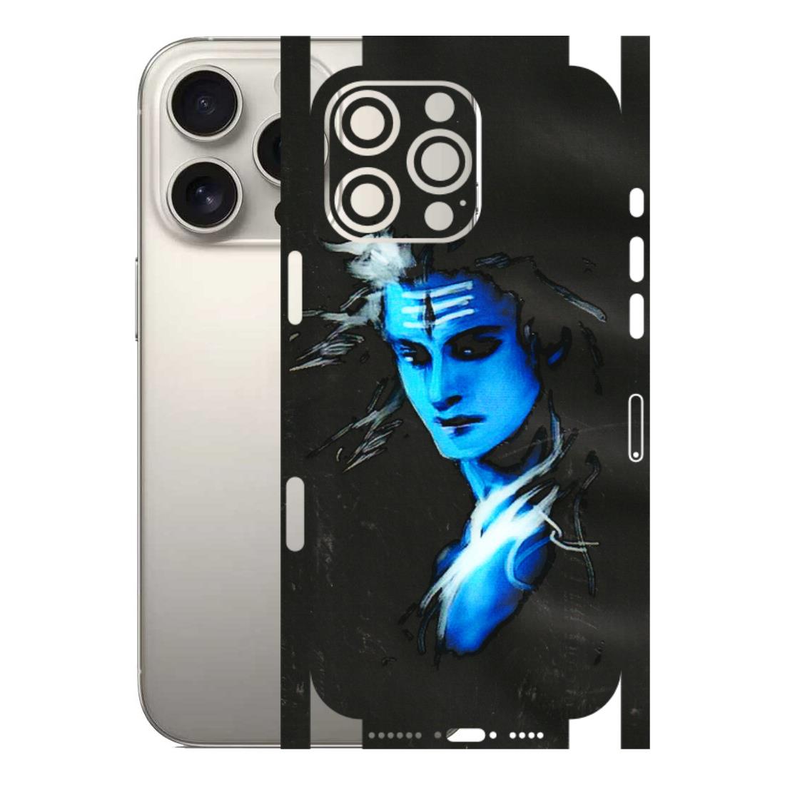 Apple iPhone Skins (All Models) - Har Har Mahadev Blue/Black - 3D Embossed Finish (L-185) iPhone 16 Pro Max