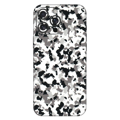 Apple iPhone Skins (All Models) - White Black Camouflage - 3D Embossed Finish (L-18) iPhone 16 Pro Max
