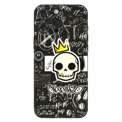 Apple iPhone Skins (All Models) - Funny Skull Black Chalk Grafitti - 3D Embossed Finish (L-22) iPhone 16 Pro Max