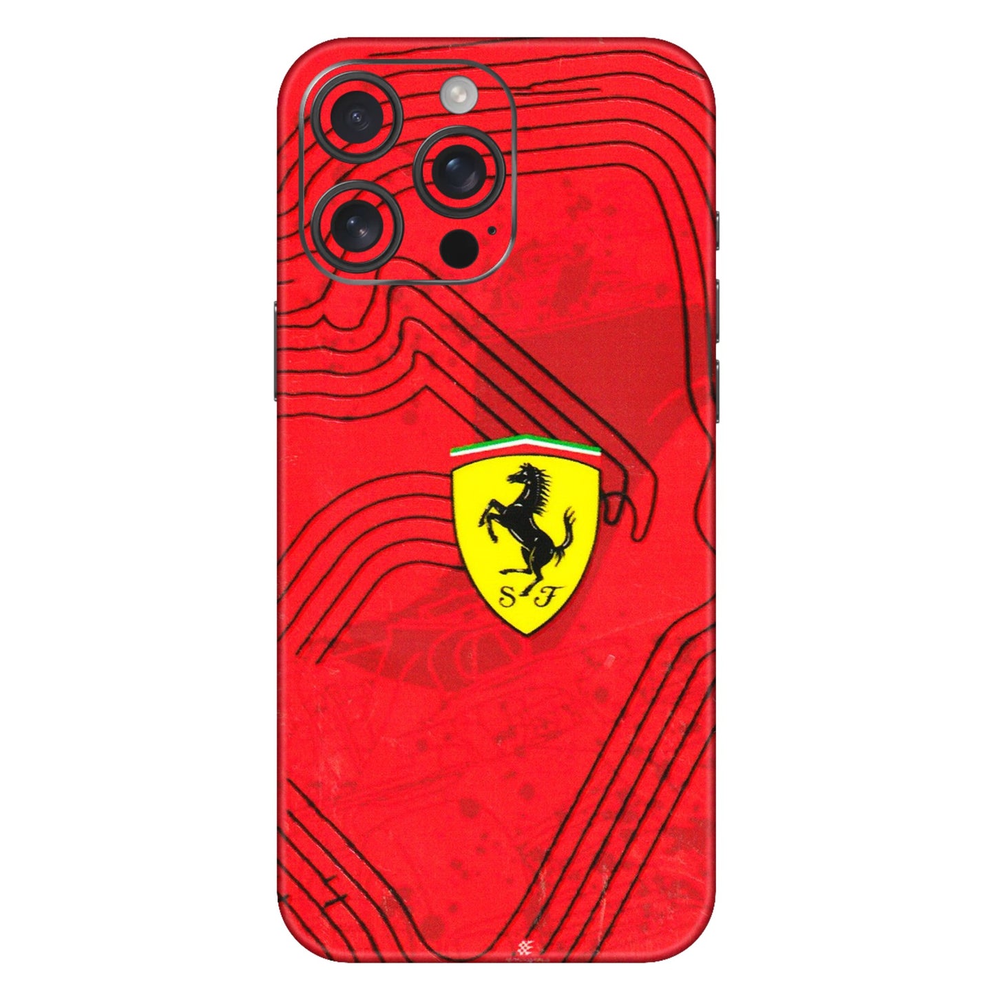 Apple iPhone Skins (All Models) - Red Ferrari Logo Stylish - 3D Embossed Finish (L-238) iPhone 16 Pro Max
