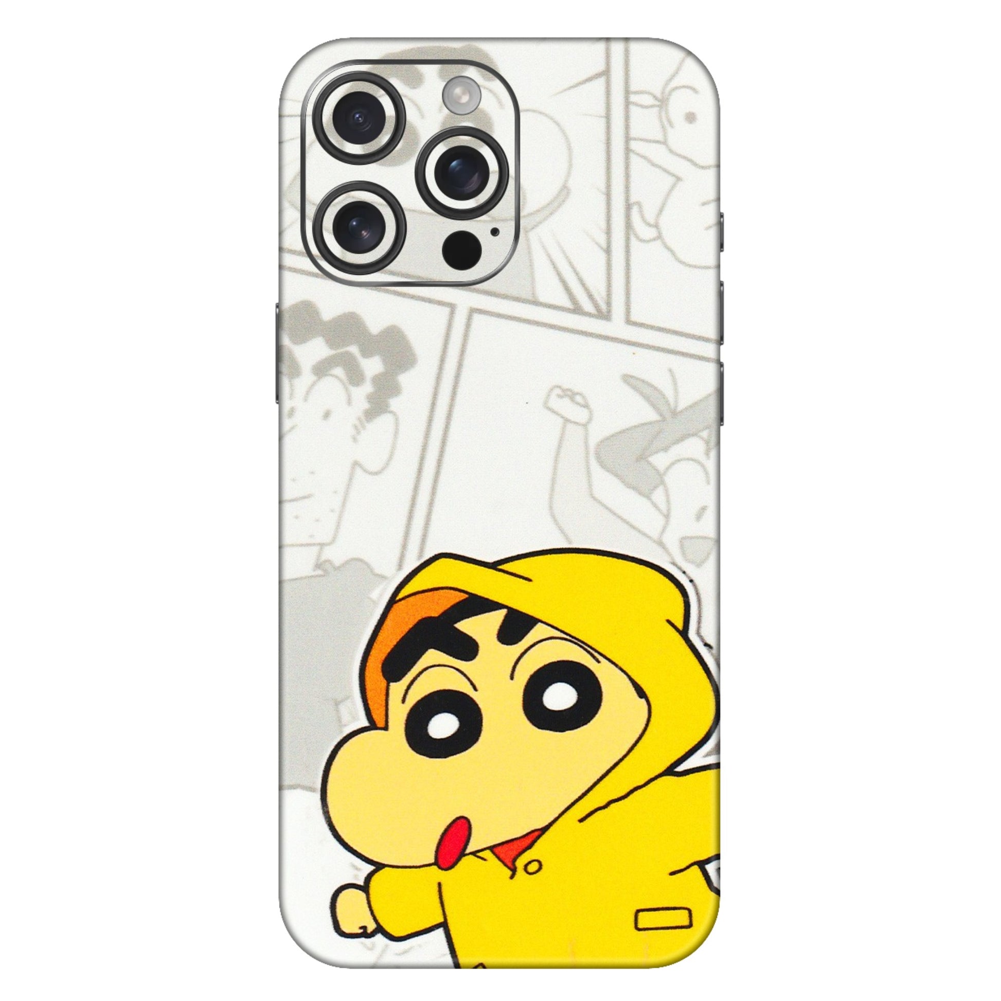 Apple iPhone Skins (All Models) - Yellow Shinchan Comic - 3D Embossed Finish (L-246) iPhone 16 Pro Max
