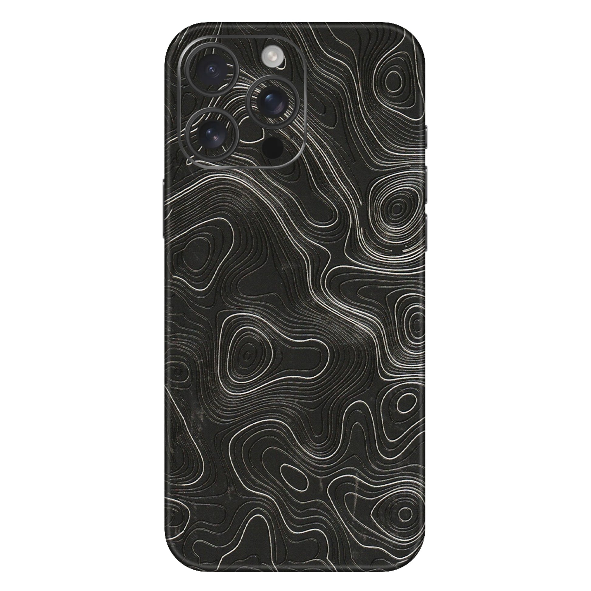 Apple iPhone Skins (All Models) - Abstract White Line Map - 3D Embossed Finish (L-269) iPhone 16 Pro Max