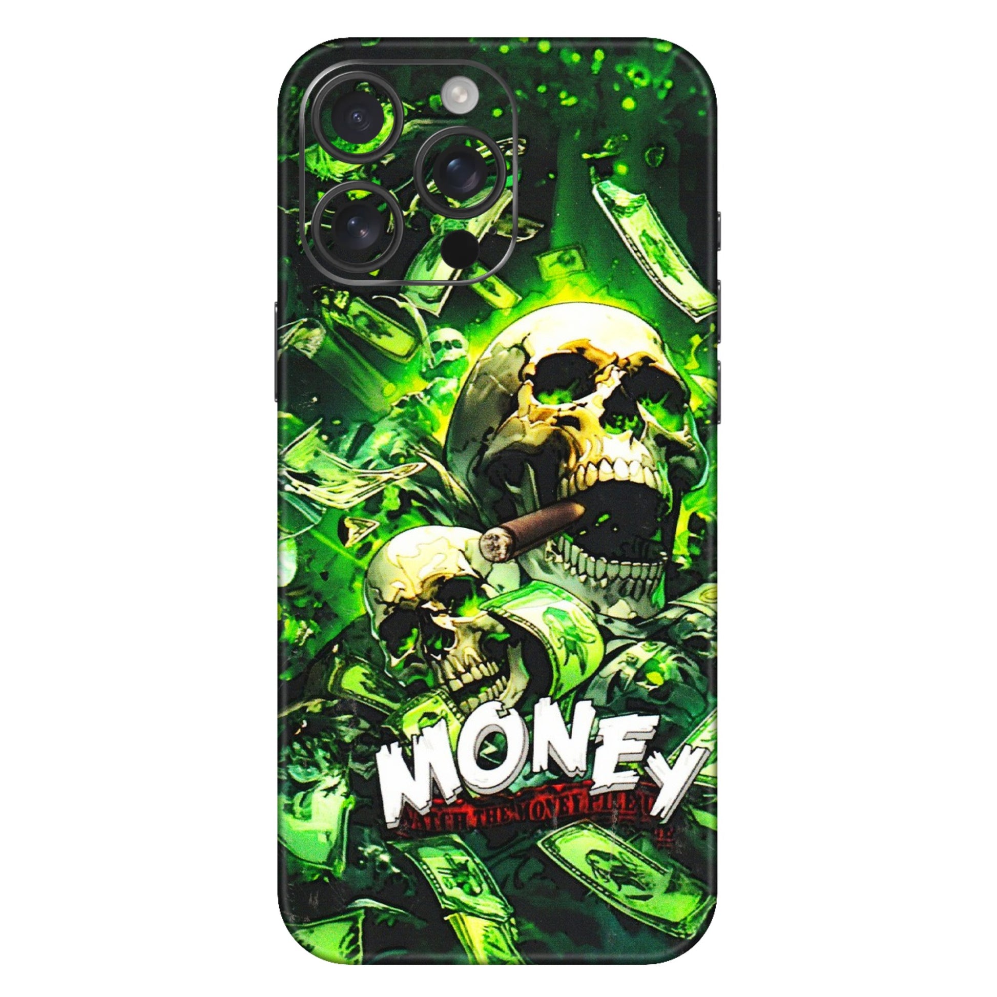 Apple iPhone Skins (All Models) - Skull Money - 3D Embossed Finish (L-303) iPhone 16 Pro Max