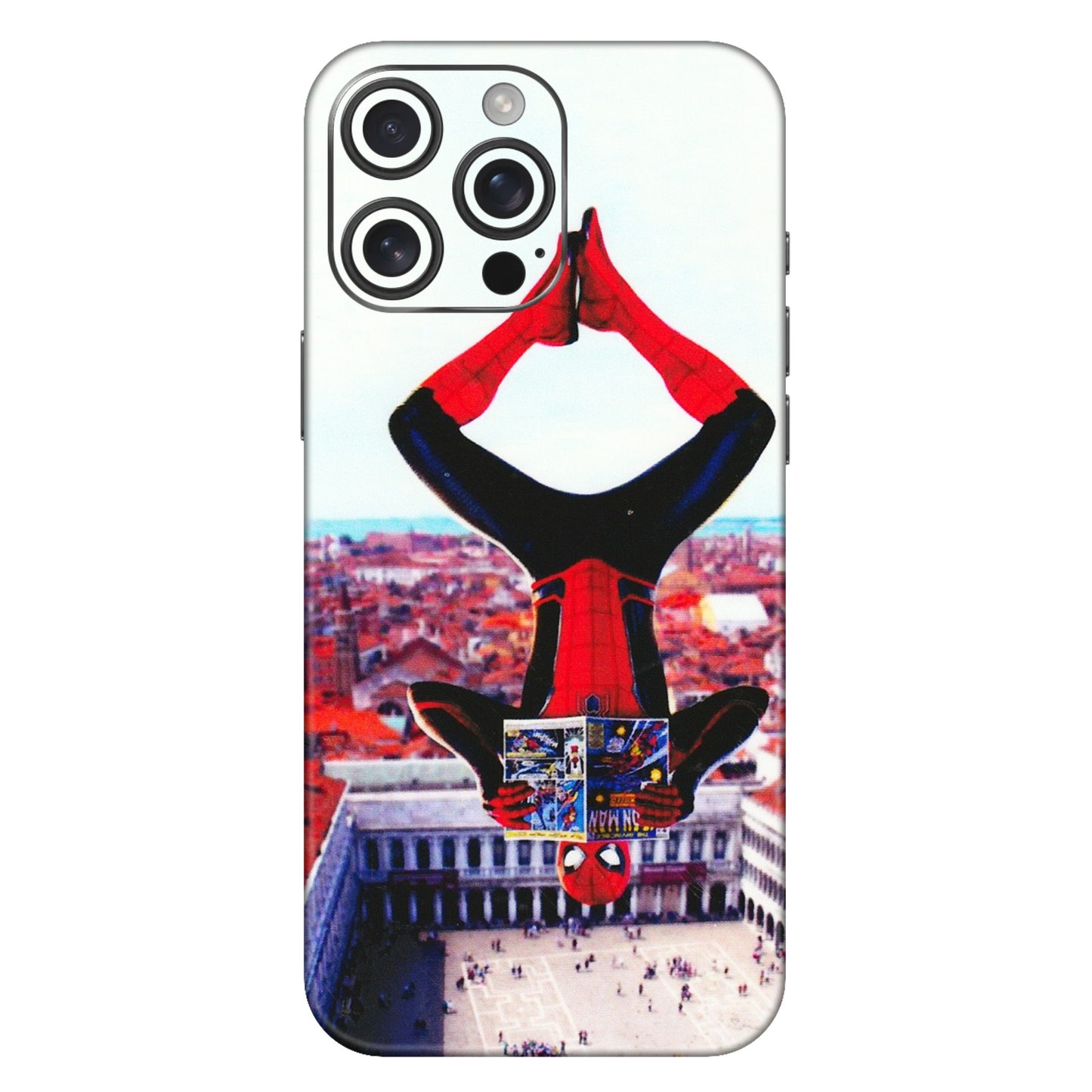 Apple iPhone Skins (All Models) - Spiderman Hanging - 3D Embossed Finish (L-53) iPhone 16 Pro Max