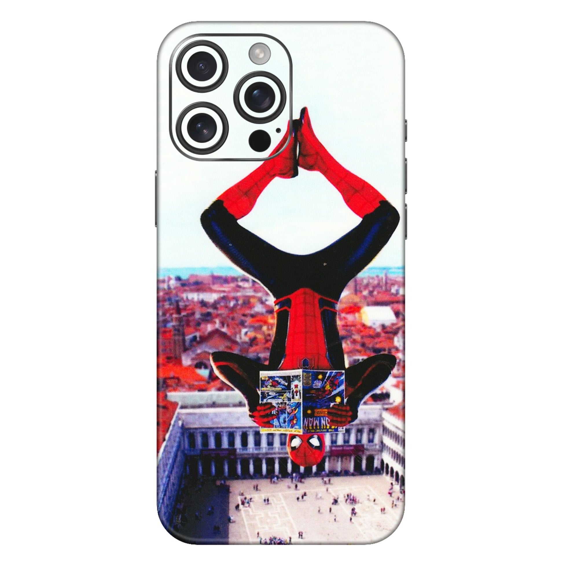 Apple iPhone Skins (All Models) - Spiderman Hanging - 3D Embossed Finish (L-53) iPhone 16 Pro Max