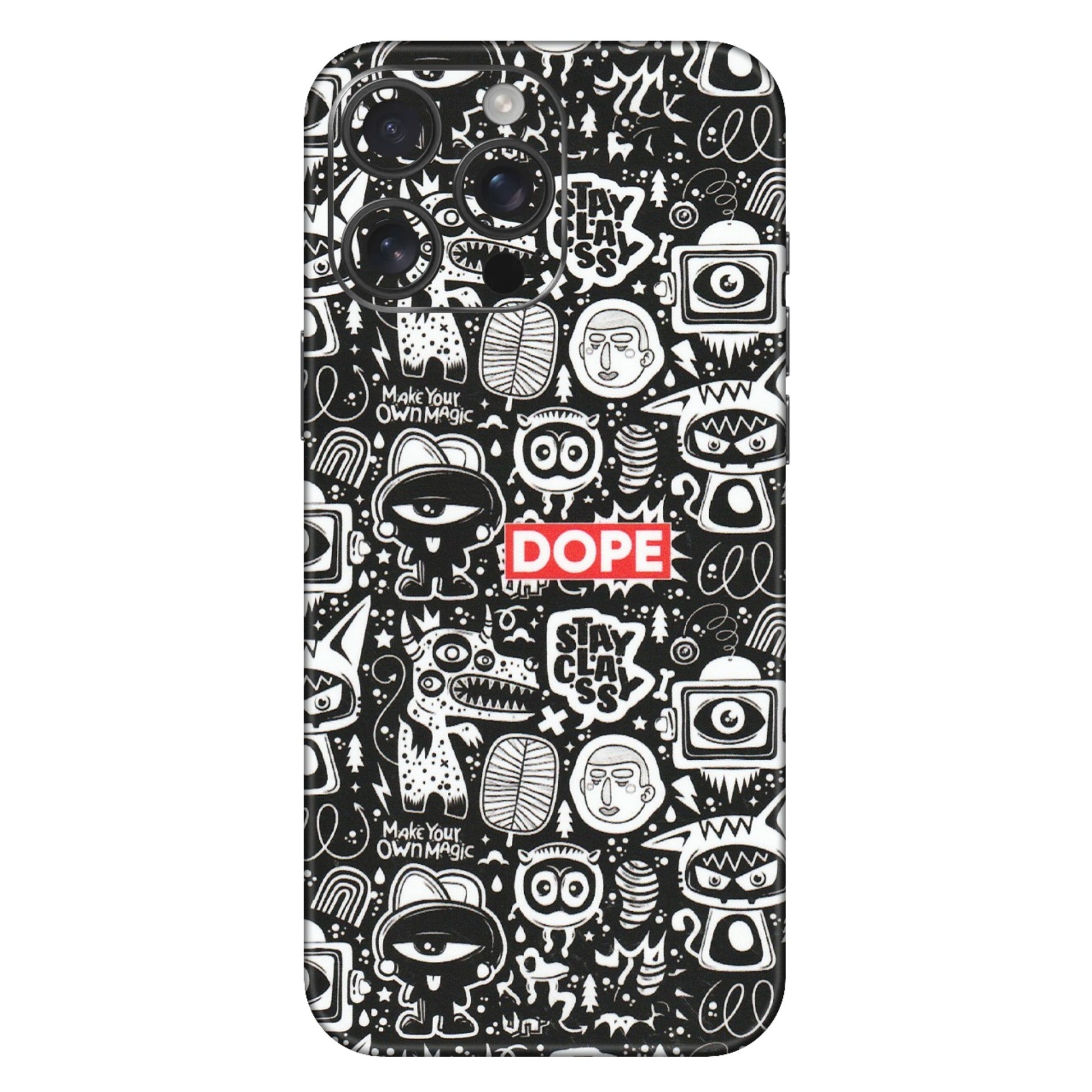 Apple iPhone Skins (All Models) - Dope Stay Classy Black Doodles - Matte Finish (M-126) iPhone 16 Pro Max