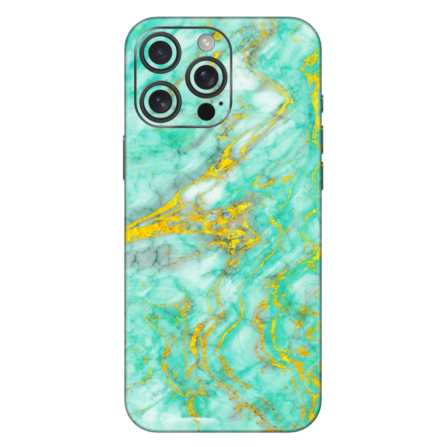Apple iPhone Skins (All Models) - Green And Gold Marble Feel - Matte Finish (M-16) iPhone 16 Pro Max