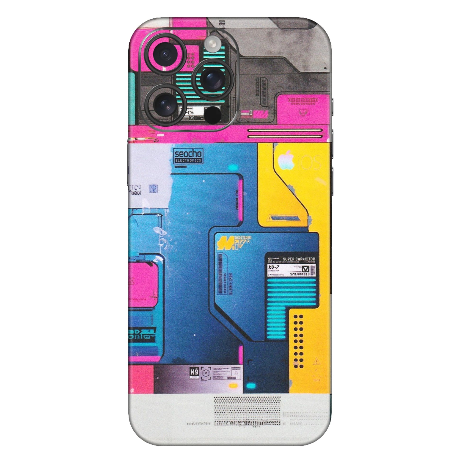 Apple iPhone Skins (All Models) - Colourfull Motherboard Internals - Matte Finish (M-55) iPhone 16 Pro Max