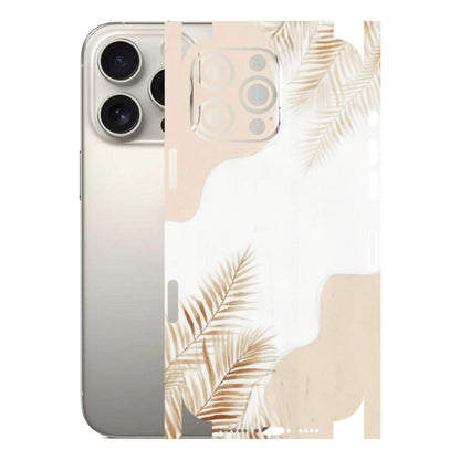 Apple iPhone Skins (All Models) - Gold Petals Abstract - Transparent Finish (T-08) iPhone 16 Pro Max