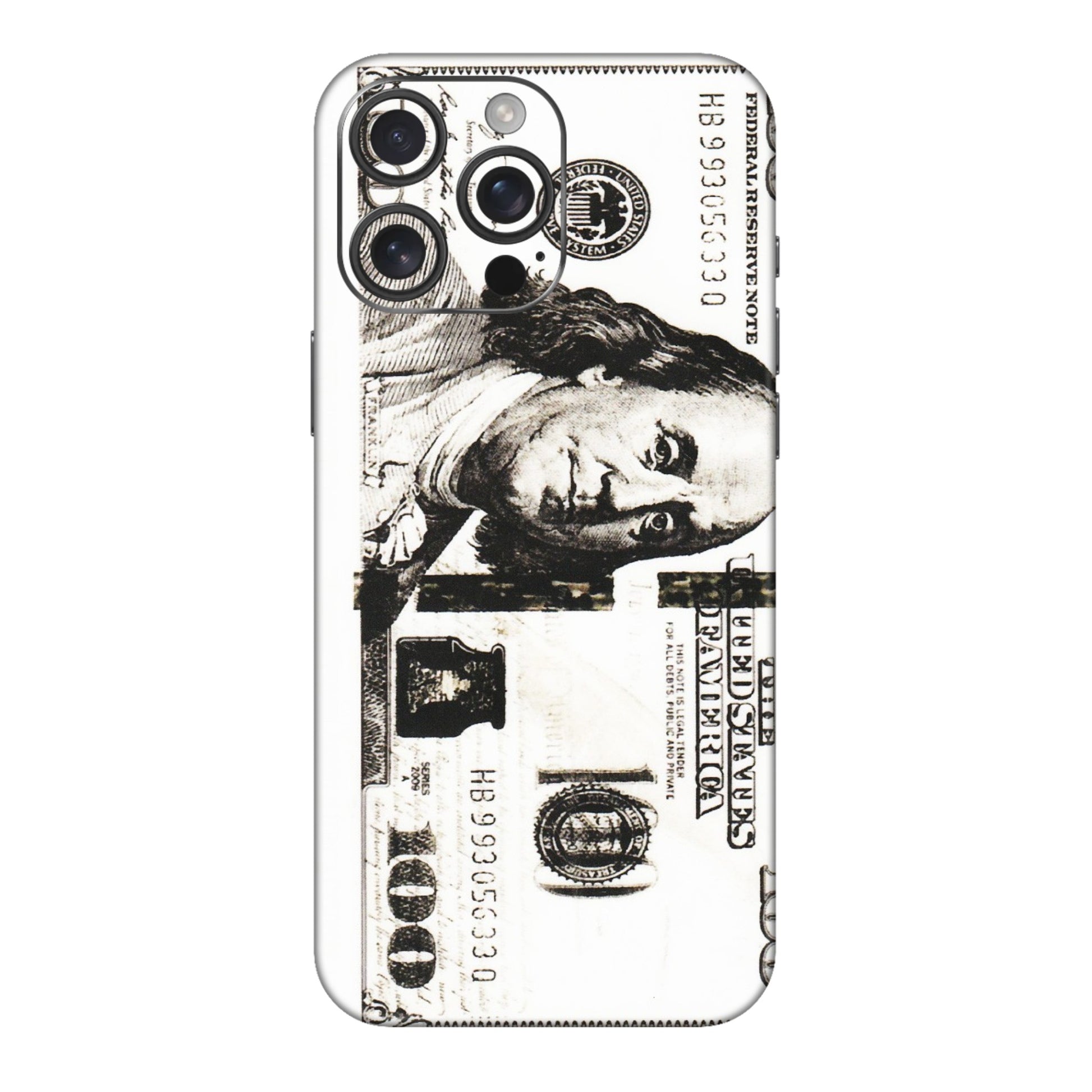 Apple iPhone Skins (All Models) - 100 Dollar Currency - Transparent Finish (T-01) iPhone 16 pro