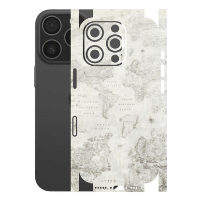 Apple iPhone Skins (All Models) - World Travel Map - Transparent Finish (T-04) iPhone 16 pro