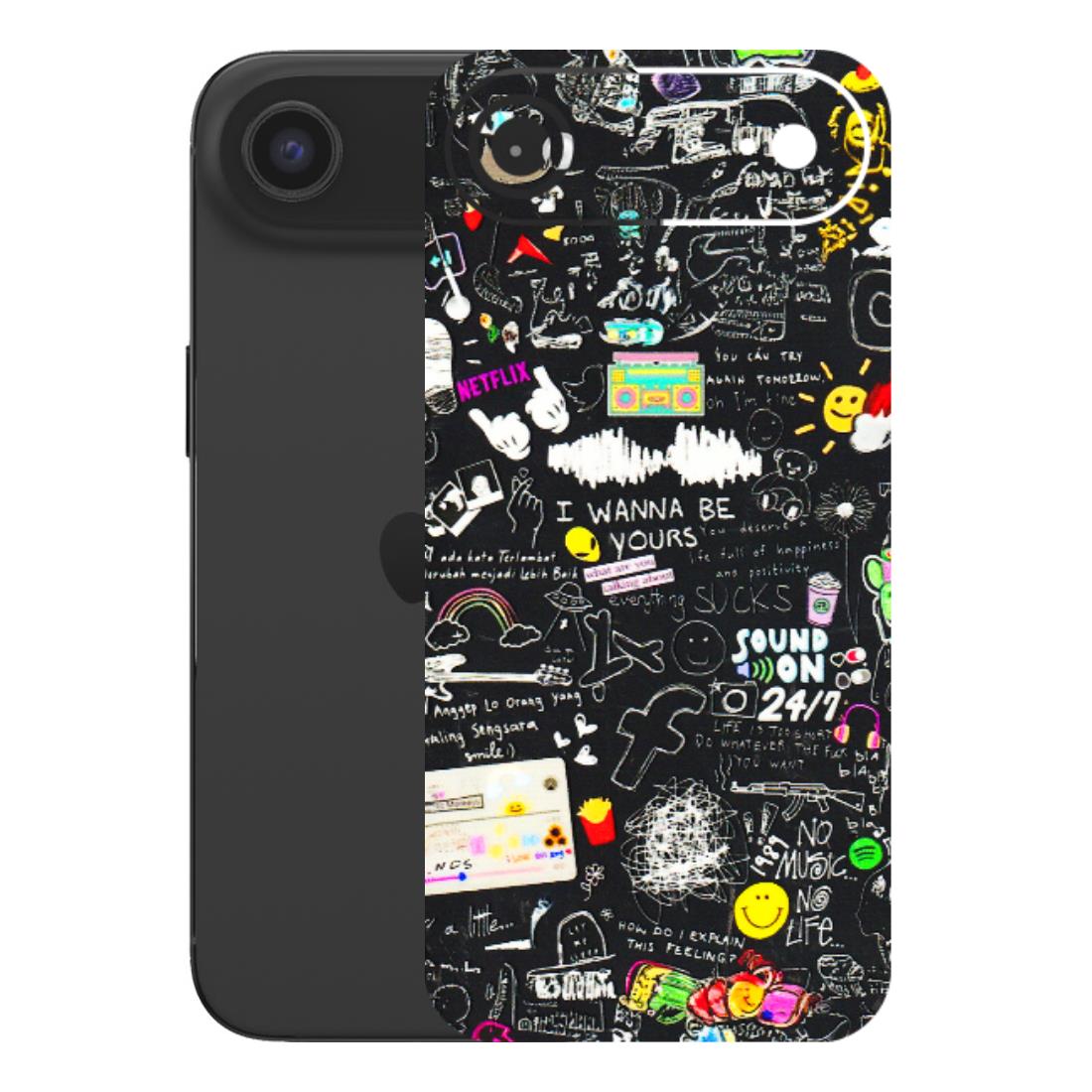 Apple iPhone Skins (All Models) - Black Creatives Doodles - 3D Embossed Finish (L-311) iPhone 17 Air