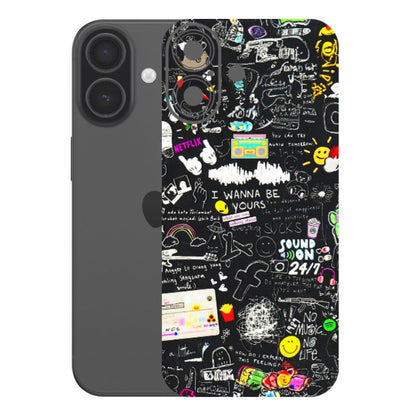 Apple iPhone Skins (All Models) - Black Creatives Doodles - 3D Embossed Finish (L-311) iPhone 17