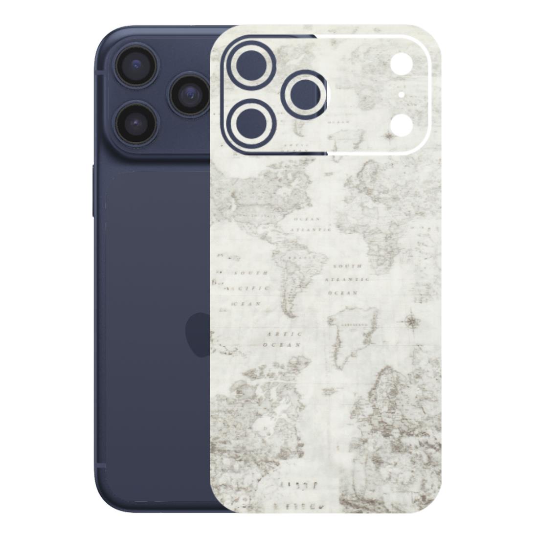 Apple iPhone Skins (All Models) - World Travel Map - Transparent Finish (T-04) iPhone 17 Pro Max