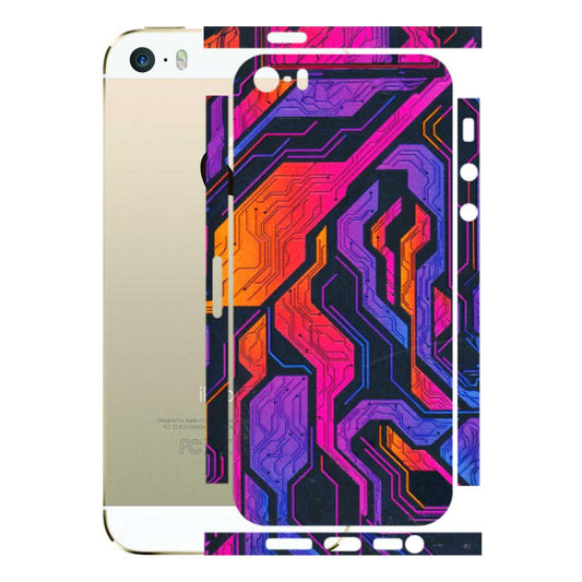 Apple iPhone Skins (All Models) - Tech Circuits Futuristic - 3D Embossed Finish (L-07) iPhone 5S