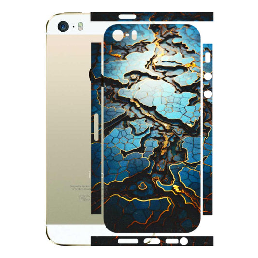 Apple iPhone Skins (All Models) - Blue Gold Abstract - 3D Embossed Finish (L-11) iPhone 5S