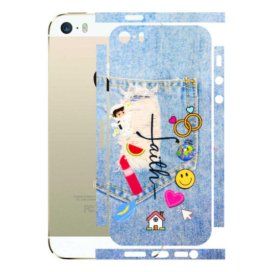 Apple iPhone Skins (All Models) - Denim Jeans Pocket - 3D Embossed Finish (L-134) iPhone 5S