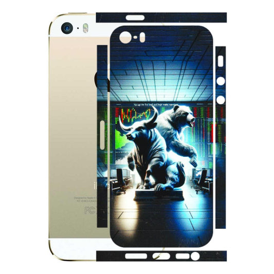 Apple iPhone Skins (All Models) - Stock Market Sensex Bear vs Bulls - 3D Embossed Finish (L-15) iPhone 5S