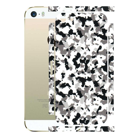 Apple iPhone Skins (All Models) - White Black Camouflage - 3D Embossed Finish (L-18) iPhone 5S
