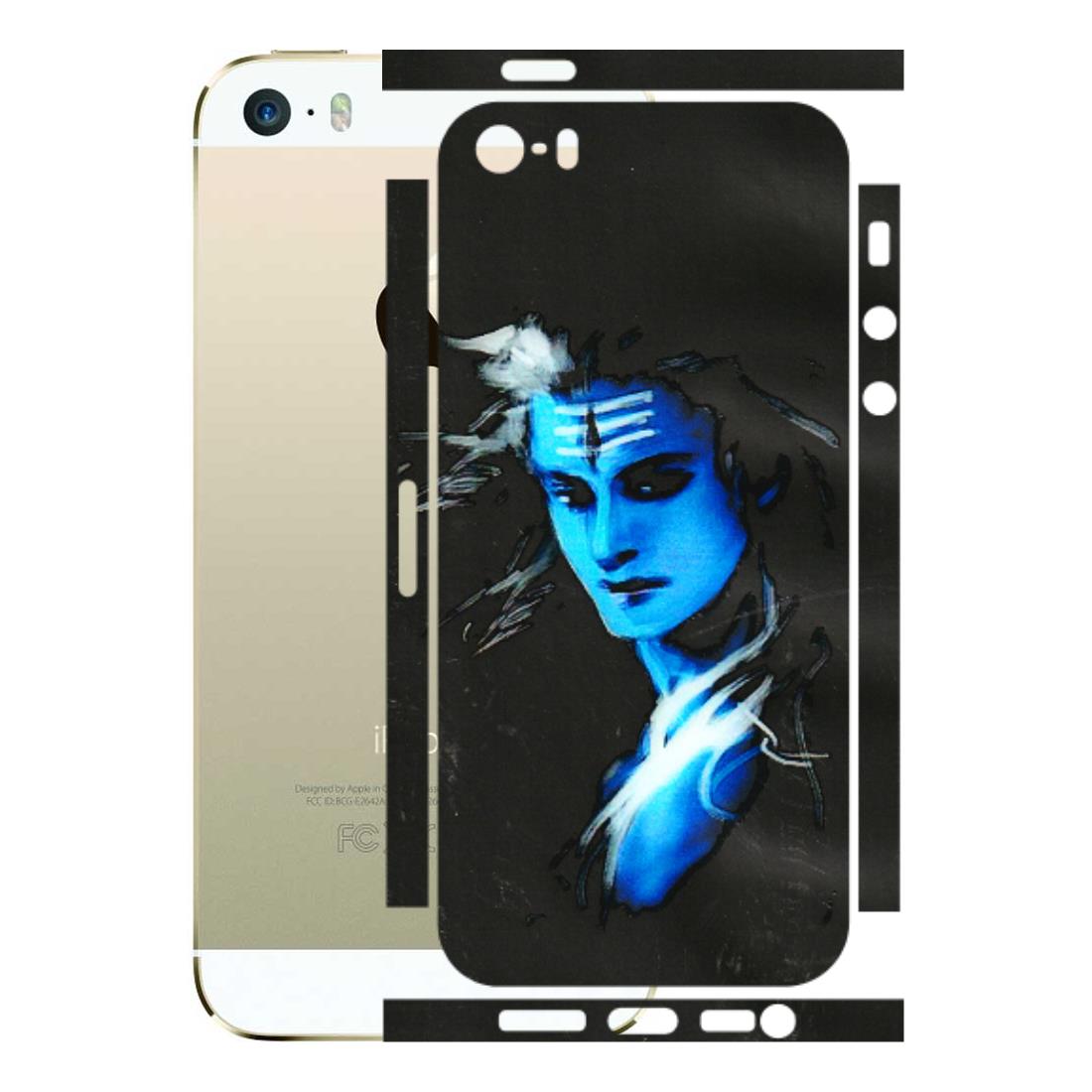 Apple iPhone Skins (All Models) - Har Har Mahadev Blue/Black - 3D Embossed Finish (L-185) iPhone 5S