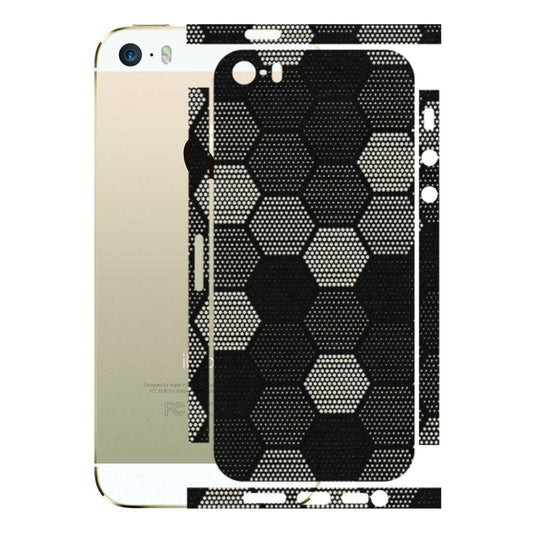 Apple iPhone Skins (All Models) - Black & White Dotted Honeycomb Texture - 3D Embossed Finish (L-202) iPhone 5S