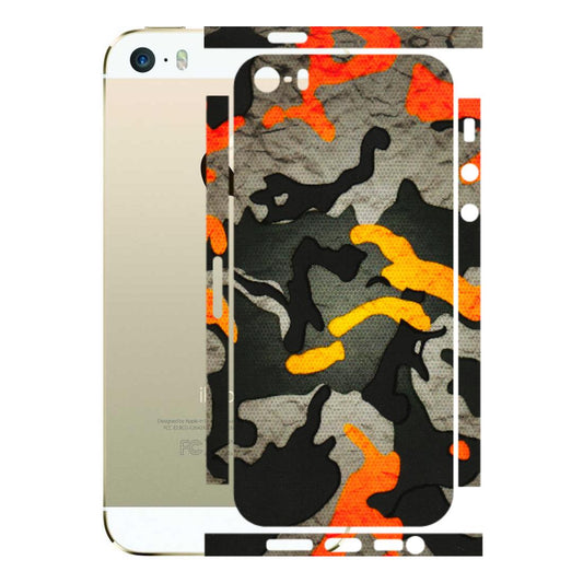 Apple iPhone Skins (All Models) - Orange Camouflage - 3D Embossed Finish (L-204) iPhone 5S
