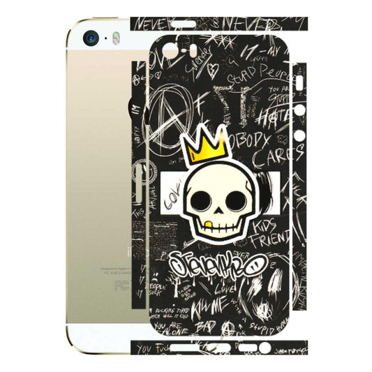 Apple iPhone Skins (All Models) - Funny Skull Black Chalk Grafitti - 3D Embossed Finish (L-22) iPhone 5S