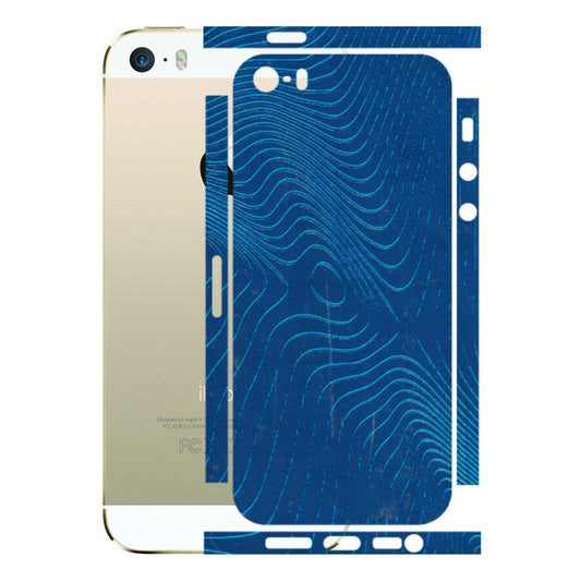Apple iPhone Skins (All Models) - Abstract Blue Line Map - 3D Embossed Finish (L-272) iPhone 5S