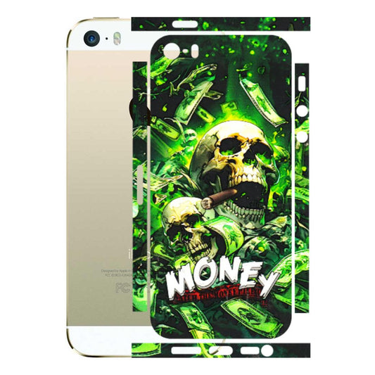 Apple iPhone Skins (All Models) - Skull Money - 3D Embossed Finish (L-303) iPhone 5S