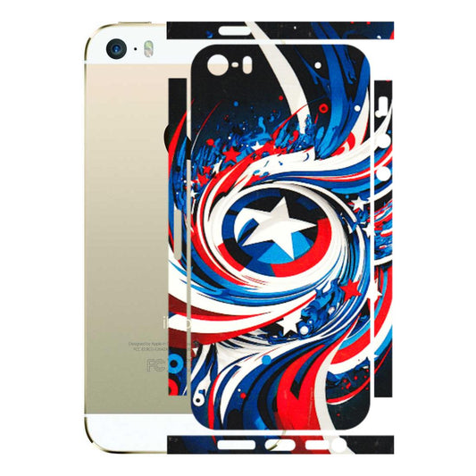 Apple iPhone Skins (All Models) - Captain America Logo - 3D Embossed Finish (L-307) iPhone 5S