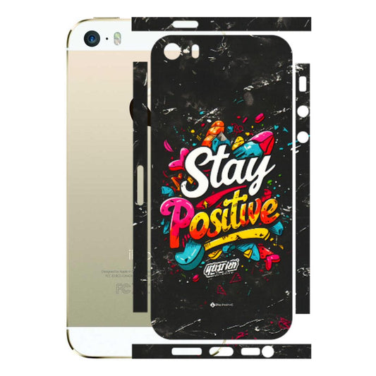Apple iPhone Skins (All Models) - Stay Positive Black - 3D Embossed Finish (L-31) iPhone 5S