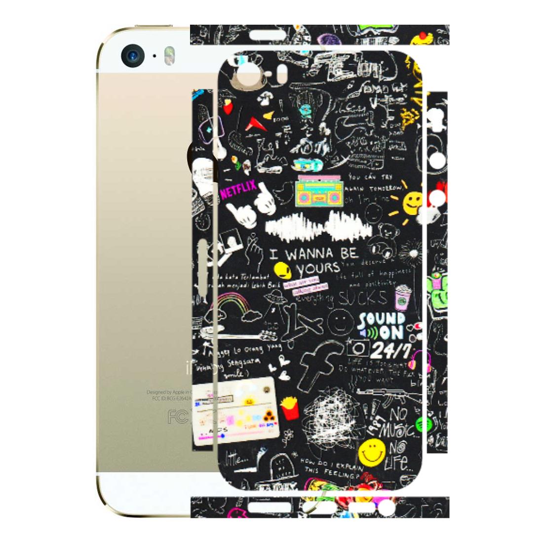 Apple iPhone Skins (All Models) - Black Creatives Doodles - 3D Embossed Finish (L-311) iPhone 5S