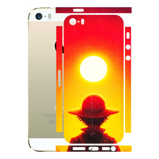 Apple iPhone Skins (All Models) - Cool Sunset With Monkey D.Luffy Anime - 3D Embossed Finish (L-329) iPhone 5S