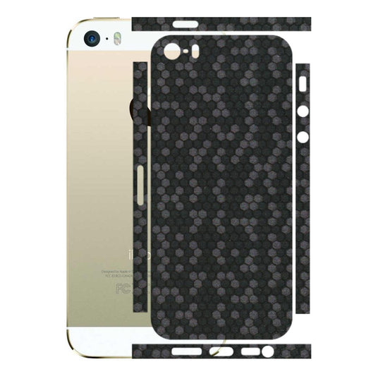Apple iPhone Skins (All Models) - Black Grey Honeycomb Sober - 3D Embossed Finish (L-85) iPhone 5S