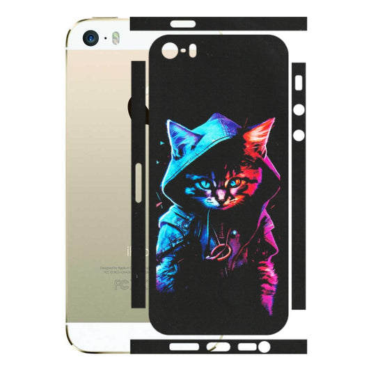 Apple iPhone Skins (All Models) - Cyberpunk Cat - Matte Finish (M-45) iPhone 5S