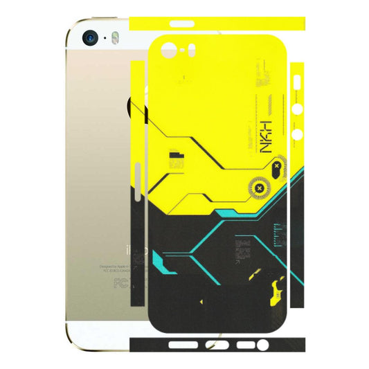 Apple iPhone Skins (All Models) - Black Yellow Technica - Matte Finish (M-53) iPhone 5S
