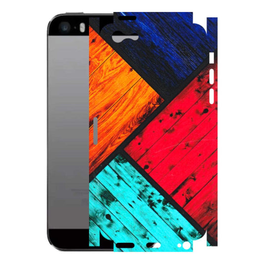 Apple iPhone Skins (All Models) - Colourful Wood Panels Abstract - 3D Embossed Finish (L-09) iPhone 5