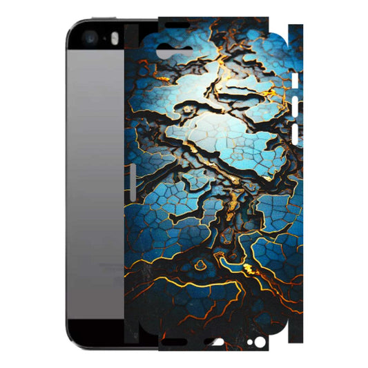 Apple iPhone Skins (All Models) - Blue Gold Abstract - 3D Embossed Finish (L-11) iPhone 5