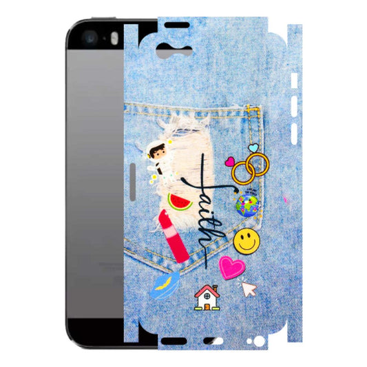 Apple iPhone Skins (All Models) - Denim Jeans Pocket - 3D Embossed Finish (L-134) iPhone 5