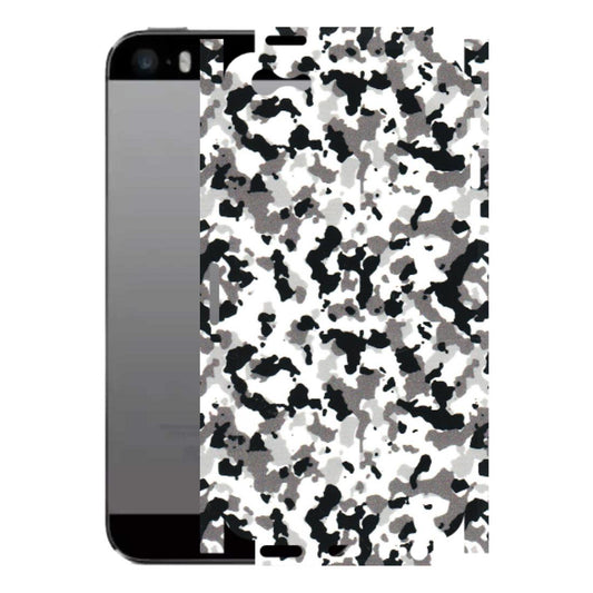Apple iPhone Skins (All Models) - White Black Camouflage - 3D Embossed Finish (L-18) iPhone 5