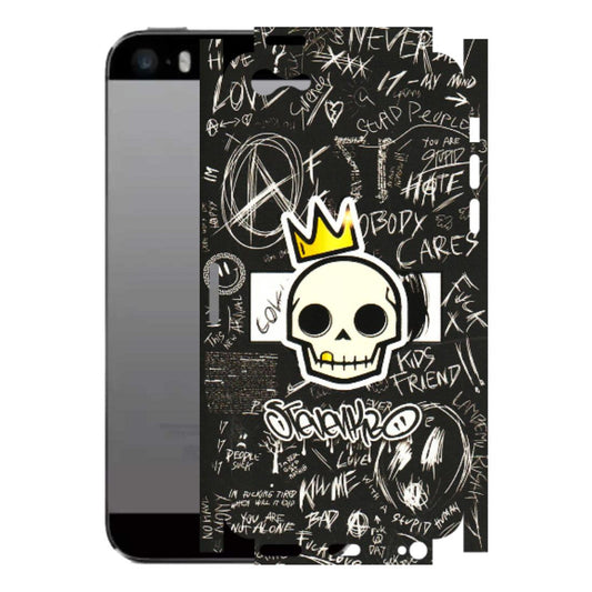 Apple iPhone Skins (All Models) - Funny Skull Black Chalk Grafitti - 3D Embossed Finish (L-22) iPhone 5