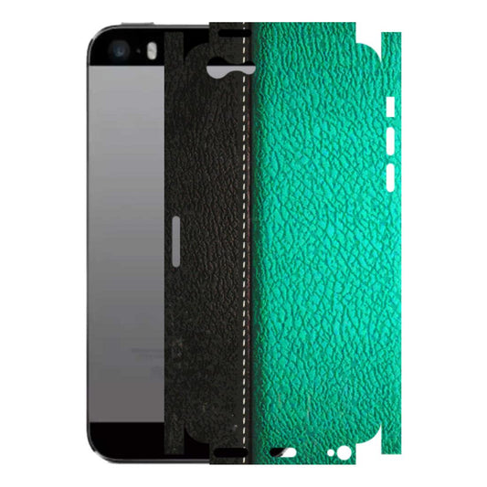 Apple iPhone Skins (All Models) - Black Green Dual  Leather Stich - 3D Embossed Finish (L-233) iPhone 5