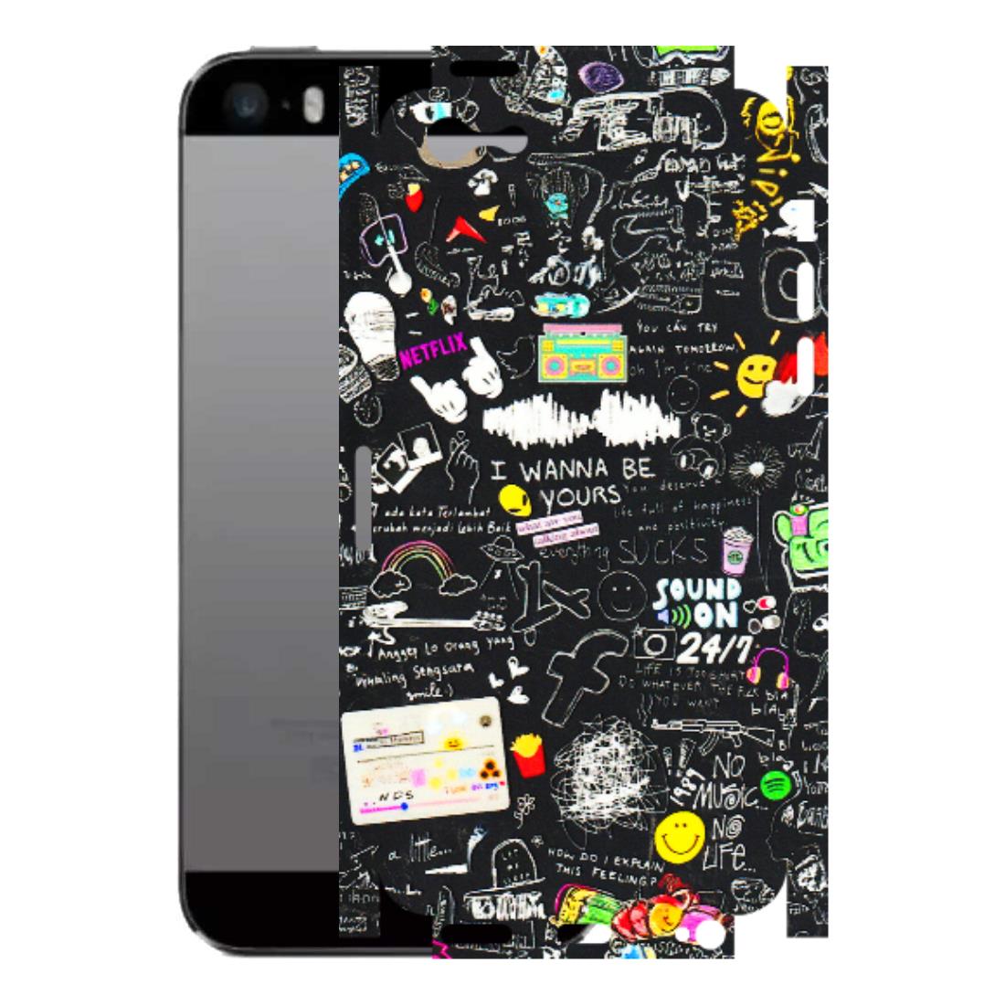Apple iPhone Skins (All Models) - Black Creatives Doodles - 3D Embossed Finish (L-311) iPhone 5