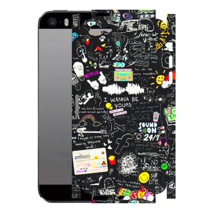 Apple iPhone Skins (All Models) - Black Creatives Doodles - 3D Embossed Finish (L-311) iPhone 5