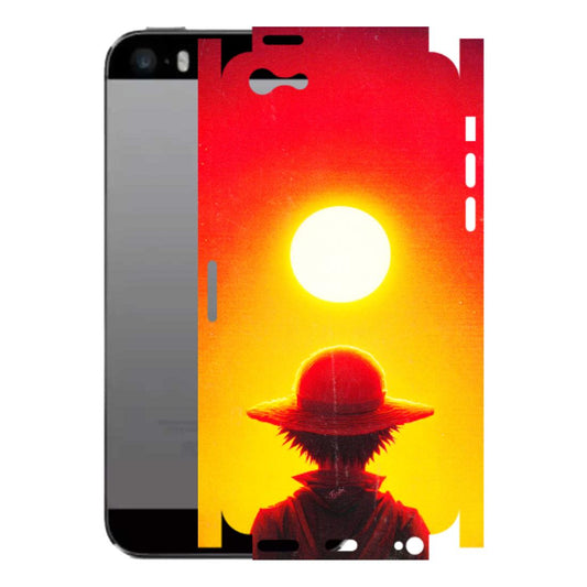 Apple iPhone Skins (All Models) - Cool Sunset With Monkey D.Luffy Anime - 3D Embossed Finish (L-329) iPhone 5