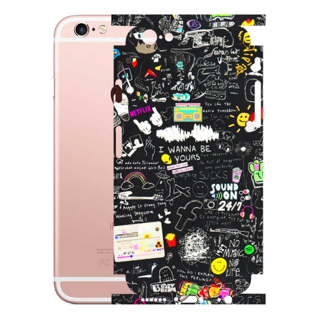 Apple iPhone Skins (All Models) - Black Creatives Doodles - 3D Embossed Finish (L-311) iPhone 6S