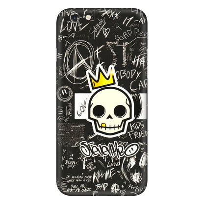 Apple iPhone Skins (All Models) - Funny Skull Black Chalk Grafitti - 3D Embossed Finish (L-22) iPhone 6S Plus