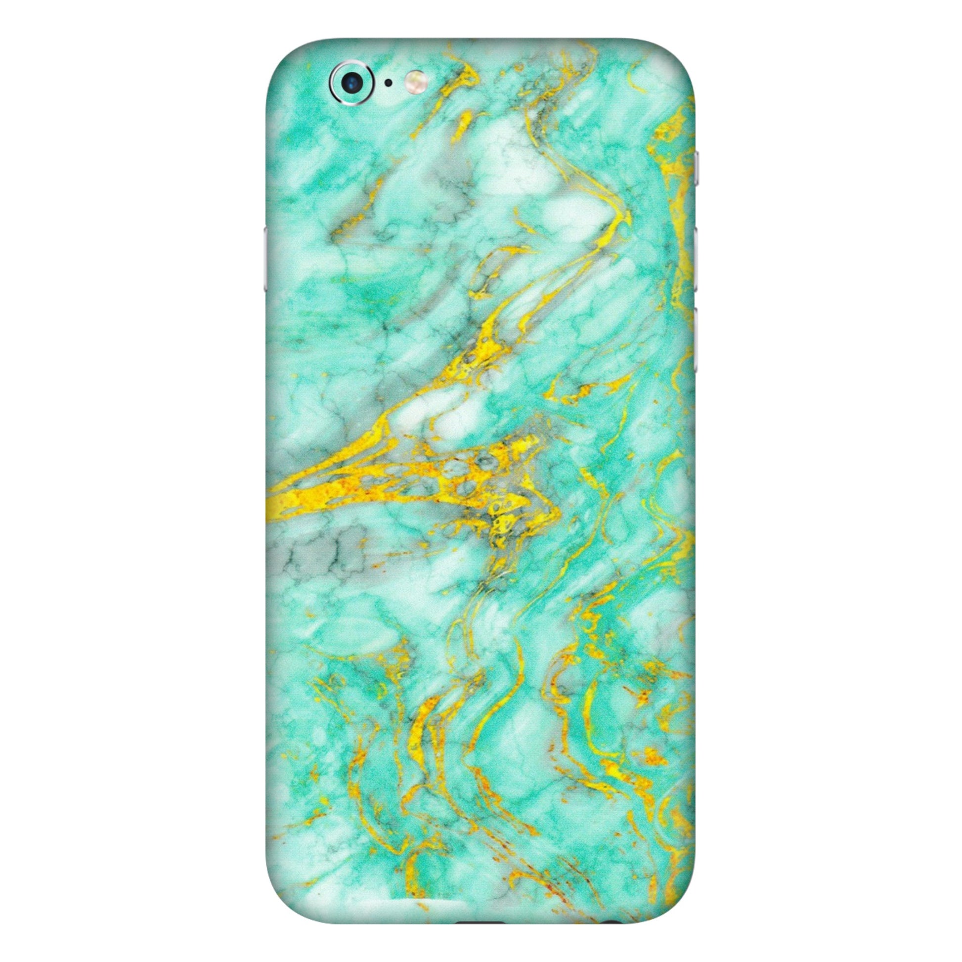Apple iPhone Skins (All Models) - Green And Gold Marble Feel - Matte Finish (M-16) iPhone 6S Plus