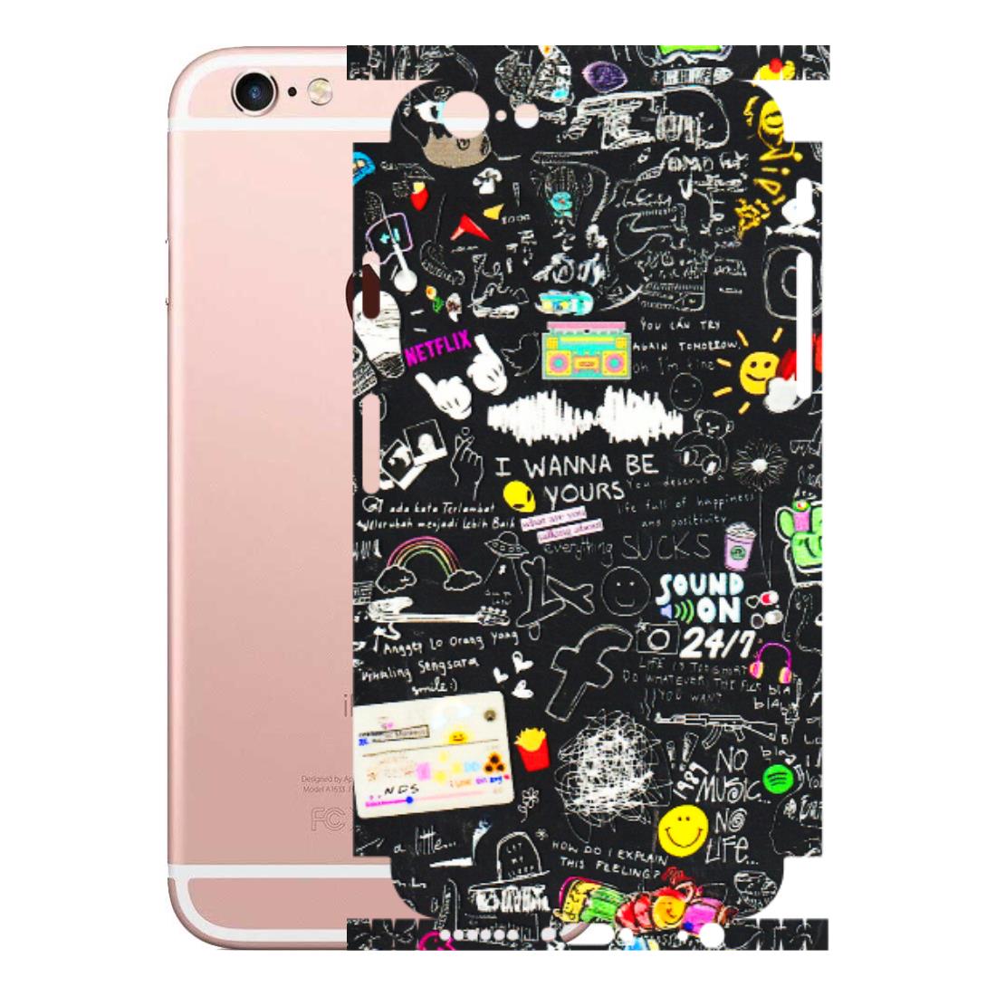 Apple iPhone Skins (All Models) - Black Creatives Doodles - 3D Embossed Finish (L-311) iPhone 6