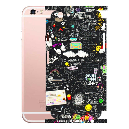 Apple iPhone Skins (All Models) - Black Creatives Doodles - 3D Embossed Finish (L-311) iPhone 6